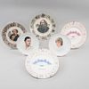 Lot of 6 decorative plates. UK. 20th century. Made in Royal Albert, Royal Doulton and Reli Washbourne porcelain.