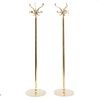 Lot of 4 coat racks. 20th century. For dining room service. Made in golden brass, with smooth cylindrical shafts.