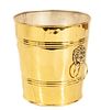 Ice Bucket. 20th century. Made in brass. With circular handles. Decorated with lion masks and trim elements.