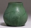 Hampshire Pottery Matte Green Bulbous Vase c1910
