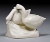 Rookwood Double Swan Matte White Paperweight 1934