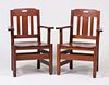 Pair Stickley Brothers Armchairs c1910