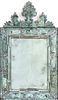 MURANO MANIFACTURING, 19th CENUTRY - Large mirror entirely covered in Murano glass with oval and rectangular mixtilinear plates engraved with female f