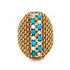 Retro 18k Gold Turquoise Pearl Ring 