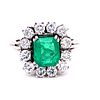 18k Diamond Rosette Emerald Ring