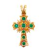18k Gold Antique Iberian Emerald Cross
