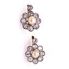 Art Nouveau 18k Rosetta Diamonds Pearl Earrings