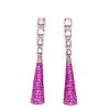 18k Pink Sapphire, Diamond Drop Earrings 