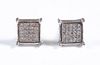 Pair, Sterling & Pave Diamond Earrings