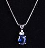 Italian 925 Diamond & Sapphire Pendant Necklace