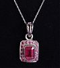 Sterling Silver & Ruby Pendant Necklace
