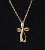 14K Yellow Gold & Diamond Cross Pendant Necklace