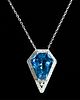 14K WG Diamond & Blue Topaz Pendant Necklace