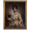 Adophe Etienne Piot. Lady Holding Flowers