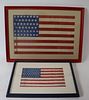 2 Framed 46 & 48 Star Antique American Flags.
