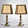 Pair of English Brass Candlestick Lamps