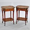 Pair of Louis XV-style Marble-top Mahogany Occasional Tables