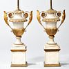Pair of Italian Parcel-gilt Urns Mounted as Lamps