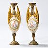 Pair of Small Porcelain and Champleve Vases