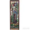 Pair of Stained Glass Panels Depicting Medieval-style Ladies