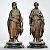 Pair of Bronze Figures of Maidens