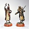 Two Franz Bergmann Cold-painted Figures of a Falconer and Hunter