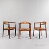 Three Hans J. Wegner (1914-2007) for Johannes Hansen "Model JH 501" "The Chair" Armchairs