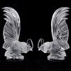 Pair Of Lalique "Rooster" Paperweights