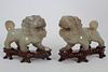 Pair, Carved 19th C, Chinese Hard Stone Lions