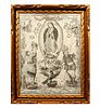 Gobelino de la Virgen de Guadalupe. Siglo XX. Elaborado en fibras de algodón. Enmarcado. 70 x 85 cm