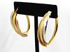 Vintage Modern 14K Tri-Gold Oval Hoop Earrings