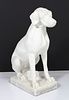 Seated Dog White Painted Stone Garden Sculpture