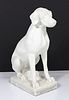Seated Dog White Painted Stone Garden Sculpture
