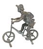 Large Cast Iron "Boy on Bicycle" Garden Sculpture