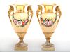 Continental Porcelain Floral Swag Urns, Pair
