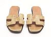 Hermes "Oran" Leather Sandals, Size 37