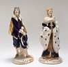 Polychrome & Gilt Porcelain Figures, 2