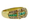 18K Gold Diamond Emerald Band Ring 