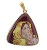14k Gold Hand Painted Miniature Portrait St. Mary Pendant 