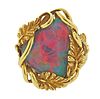 1970s 14K Gold Opal Leaf Motif Ring