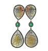 Sapphire Diamond Emerald Silver 14k Gold Drop Earrings