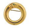 Cartier France Panthere 18k Gold Emerald Brooch Pin 
