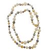 18K Gold Diamond Pearl Long Necklace 