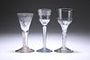THREE 18TH CENTURY WINE GLASSES
 The first with o