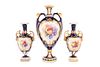 A GARNITURE OF THREE ROYAL WORCESTER FRUIT PAINTE