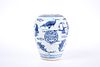 A CHINESE PORCELAIN BLUE AND WHITE VASE, the ovoi