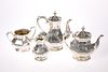 A VICTORIAN SILVER-PLATED FOUR-PIECE TEA AND COFF