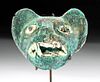 Moche Copper Jaguar Head with Shell Inlay