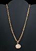 Roman 20K+ Gold Chain Necklace & Shell Pendant - 14.6 g