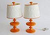 Pair of Robert Abbey LTD Contemporary Orange Glazed Composition Lamps